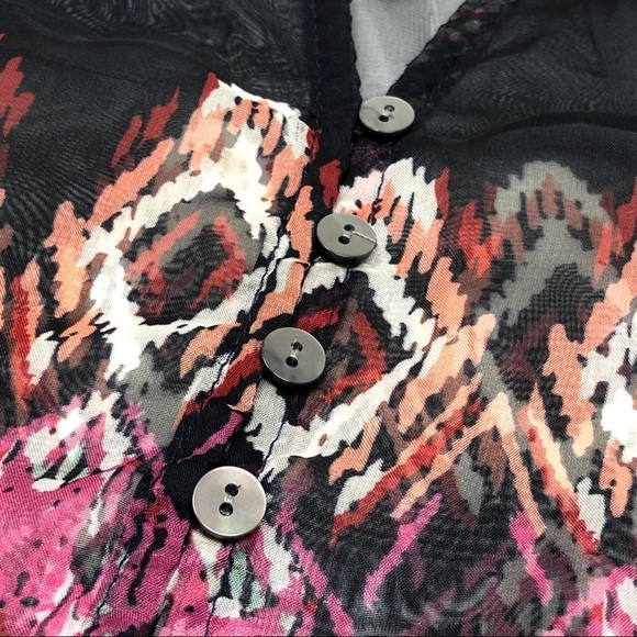 Zoa Anthropologie New York Sheer Boho Flowy Aztec Print Blouse Size XS - Picture 3 of 8